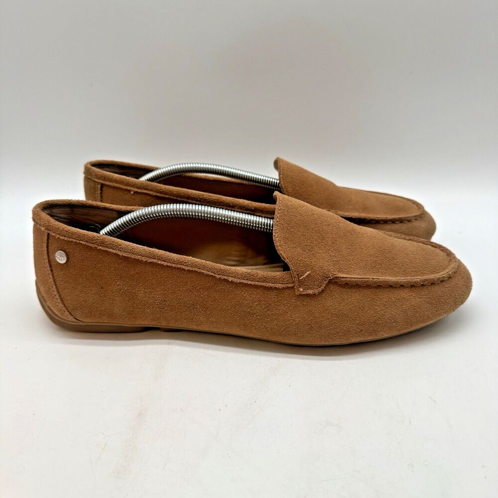 Hush Puppies Ozzie Bounce Slip-On Driving Loafer Women 10M Tan Suede Comfortcore